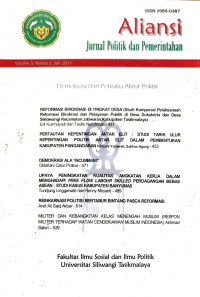 Image of ALIANSI: JURNAL PILITIK DAN PEMERINTAHAN VOL.3, NO.2, TAHUN 2011