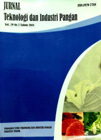 Image of JURNAL Teknologi dan Industri Pangan Vol. 2, No. 2, TAHUN 2018